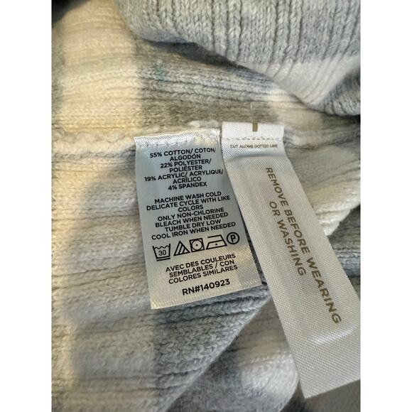 Loft NWT grey and white striped ribbed mock neck sweater M - Picture 5 of 8
